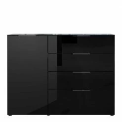 Landuva Shop -Landuva Shop 101cm hohe design kommode in schwarz mit glas beschichtet lavencia 01