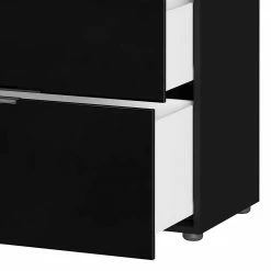 101cm Hohe Design Kommode In Schwarz Mit Glas - Lavencia -Landuva Shop 101cm hohe design kommode in schwarz mit glas beschichtet lavencia 04