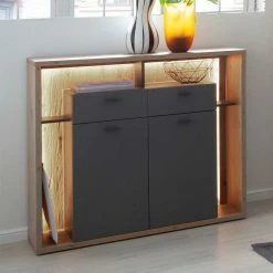 Landuva Shop -Landuva Shop 115x108x40 design highboard in eiche optik und grau dalavera 01