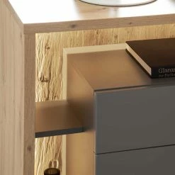 115x108x40 Design Highboard In Eiche Optik - Dalavera -Landuva Shop 115x108x40 design highboard in eiche optik und grau dalavera 04