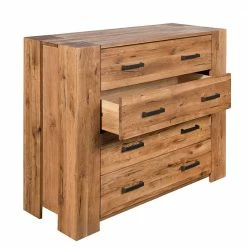 120x100 Eiche Kommode Mit Metallgriffen - Latinossa -Landuva Shop 120x100 eiche kommode mit metallgriffen und vier schubladen latinossa 03