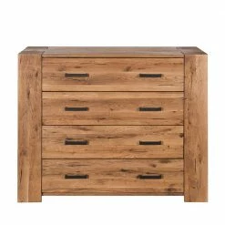 120x100 Eiche Kommode Mit Metallgriffen - Latinossa
