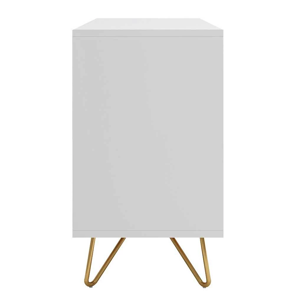 120x70x40 Weiße Kommode mit Metallfüßen in Gold - Pestrov 120x70x40 Weiße Kommode Mit Metallfüßen In Gold - Pestrov -Landuva Shop 120x70x40 weisse kommode mit metallfuessen in gold 6 schubladen pestrov 02
