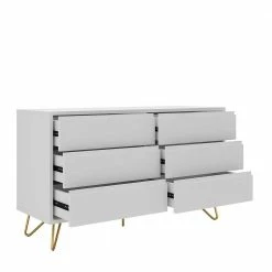 120x70x40 Weiße Kommode Mit Metallfüßen In Gold - Pestrov 5 120x70x40 Weiße Kommode Mit Metallfüßen In Gold - Pestrov -Landuva Shop 120x70x40 weisse kommode mit metallfuessen in gold 6 schubladen pestrov 03