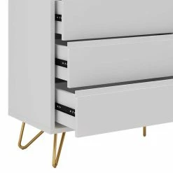 120x70x40 Weiße Kommode Mit Metallfüßen In Gold - Pestrov 7 120x70x40 Weiße Kommode Mit Metallfüßen In Gold - Pestrov -Landuva Shop 120x70x40 weisse kommode mit metallfuessen in gold 6 schubladen pestrov 05