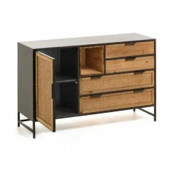 120x75x40 Design Kommode Mit Rattan Front - Nairos -Landuva Shop 120x75x40 design kommode mit rattan front in natur schwarz nairos 02