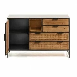 120x75x40 Design Kommode Mit Rattan Front - Nairos -Landuva Shop 120x75x40 design kommode mit rattan front in natur schwarz nairos 04