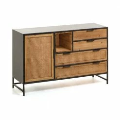 120x75x40 Design Kommode Mit Rattan Front - Nairos