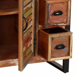 120x80x35 Shabby Chic Kommode Aus Buntem Altholz - Vosbadus -Landuva Shop 120x80x35 shabby chic kommode aus buntem altholz schwarzem metall vosbadus 05