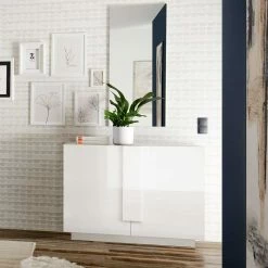 121x90x44 2-türige Kommode Auf Sockel - Kerym -Landuva Shop 121x90x44 2 tuerige kommode auf sockel in weiss hochglanz kerym 05