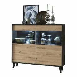 126x118x40 Wohnzimmerschrank Mit Glaseinsatz - Paniera 4 126x118x40 Wohnzimmerschrank Mit Glaseinsatz - Paniera -Landuva Shop 126x118x40 wohnzimmerschrank mit glaseinsatz in wildeiche nb schwarz paniera 02