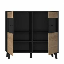 126x118x40 Wohnzimmerschrank Mit Glaseinsatz - Paniera 5 126x118x40 Wohnzimmerschrank Mit Glaseinsatz - Paniera -Landuva Shop 126x118x40 wohnzimmerschrank mit glaseinsatz in wildeiche nb schwarz paniera 03