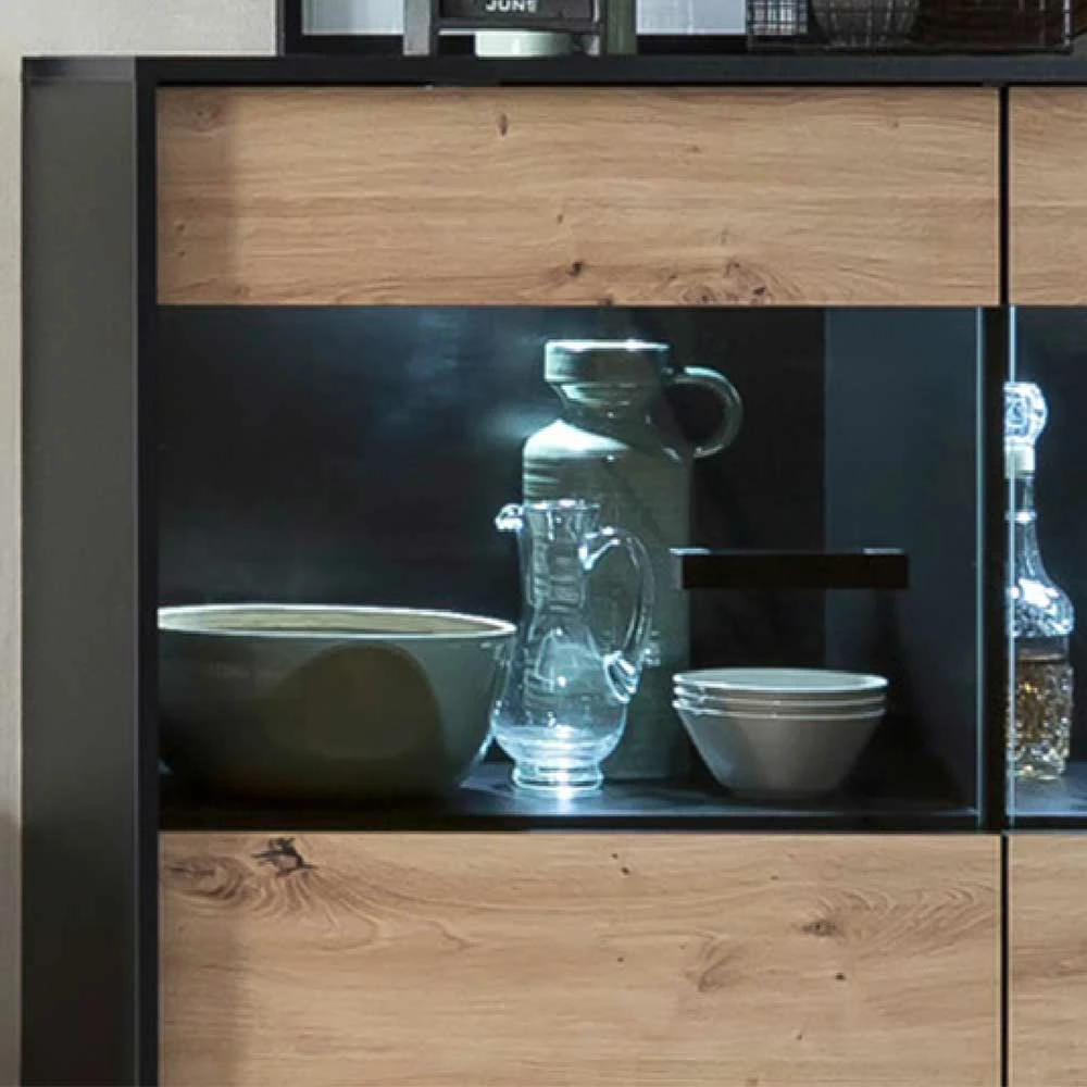 126x118x40 Wohnzimmerschrank mit Glaseinsatz - Paniera 126x118x40 Wohnzimmerschrank Mit Glaseinsatz - Paniera -Landuva Shop 126x118x40 wohnzimmerschrank mit glaseinsatz in wildeiche nb schwarz paniera 05