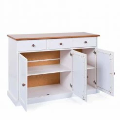 130 Cm Kiefer Sideboard In Weiß Braun - Vatina -Landuva Shop 130 cm kiefer sideboard in weiss braun im landhaus stil vatina 02