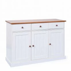 130 Cm Kiefer Sideboard In Weiß Braun - Vatina
