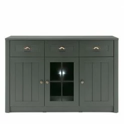 130cm Landhaus Sideboard In Dunkelgrün - Niestov 4 130cm Landhaus Sideboard In Dunkelgrün - Niestov -Landuva Shop 130cm landhaus sideboard in dunkelgruen mit glas einsatz niestov 02