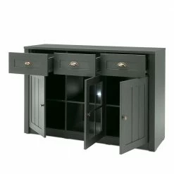 130cm Landhaus Sideboard In Dunkelgrün - Niestov 5 130cm Landhaus Sideboard In Dunkelgrün - Niestov -Landuva Shop 130cm landhaus sideboard in dunkelgruen mit glas einsatz niestov 03