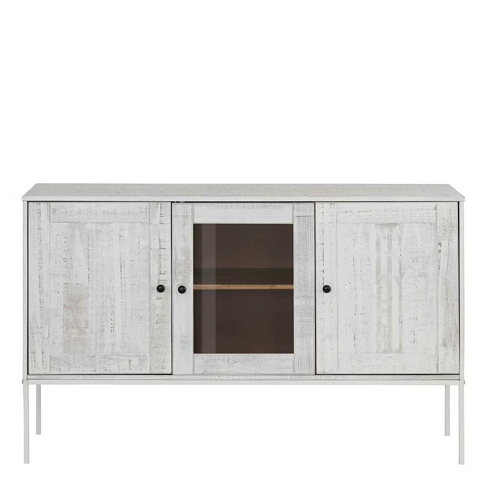 130x80x35 Sideboard mit Glas & Kiefernholz Weiß - Ejeliva 130x80x35 Sideboard Mit Glas & Kiefernholz Weiß - Ejeliva -Landuva Shop 130x80x35 sideboard mit glas kiefernholz weiss metallgestell weiss ejeliva 02