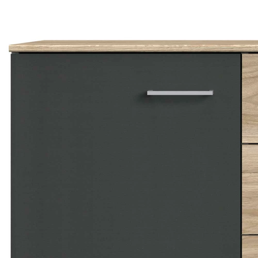 130x83x41 Kommode in Eiche & Dunkelgrau - Puvina 130x83x41 Kommode In Eiche & Dunkelgrau - Puvina -Landuva Shop 130x83x41 kommode in eiche dunkelgrau 2 tuerig 4 schubladen puvina 02