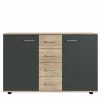 130x83x41 Kommode In Eiche & Dunkelgrau - Puvina