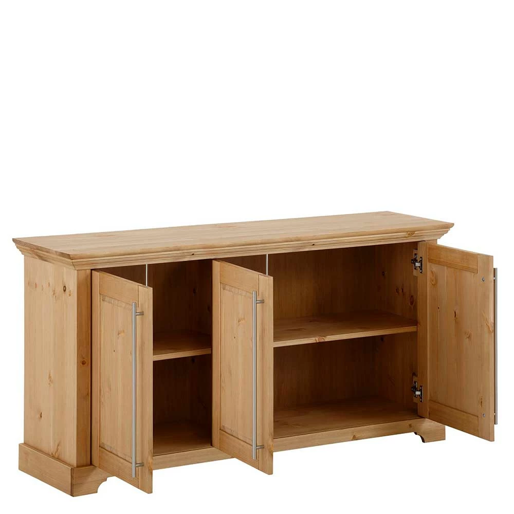 132x70x39 Moderne Holzkommode mit drei Türen - Noellisa 132x70x39 Moderne Holzkommode Mit Drei Türen - Noellisa -Landuva Shop 132x70x39 moderne holzkommode mit drei tueren aus kiefer mit metallgriffen noellisa 03