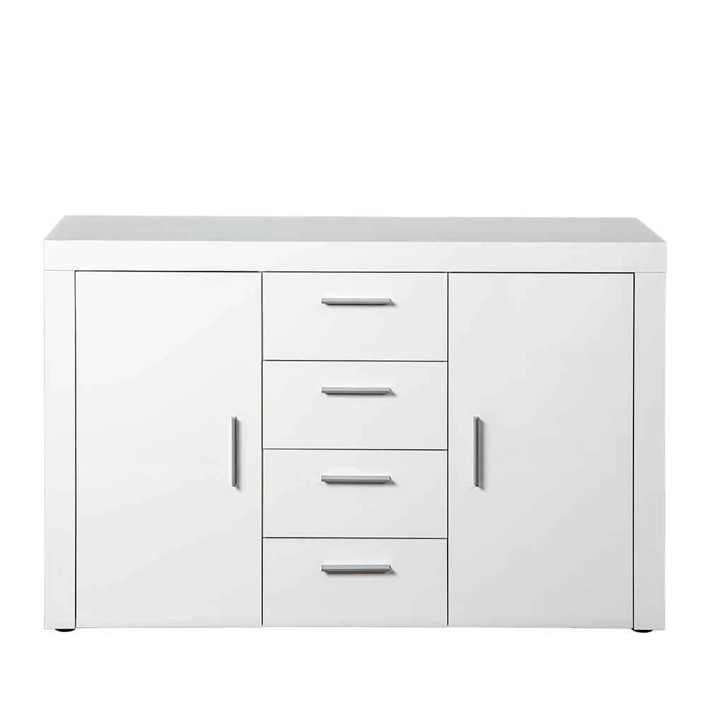 134x86x40 Hochglanz Kommode mit 2 Türen - Runicava 134x86x40 Hochglanz Kommode Mit 2 Türen - Runicava -Landuva Shop 134x86x40 hochglanz kommode mit 2 tueren und 4 schubladen in weiss runicava 02