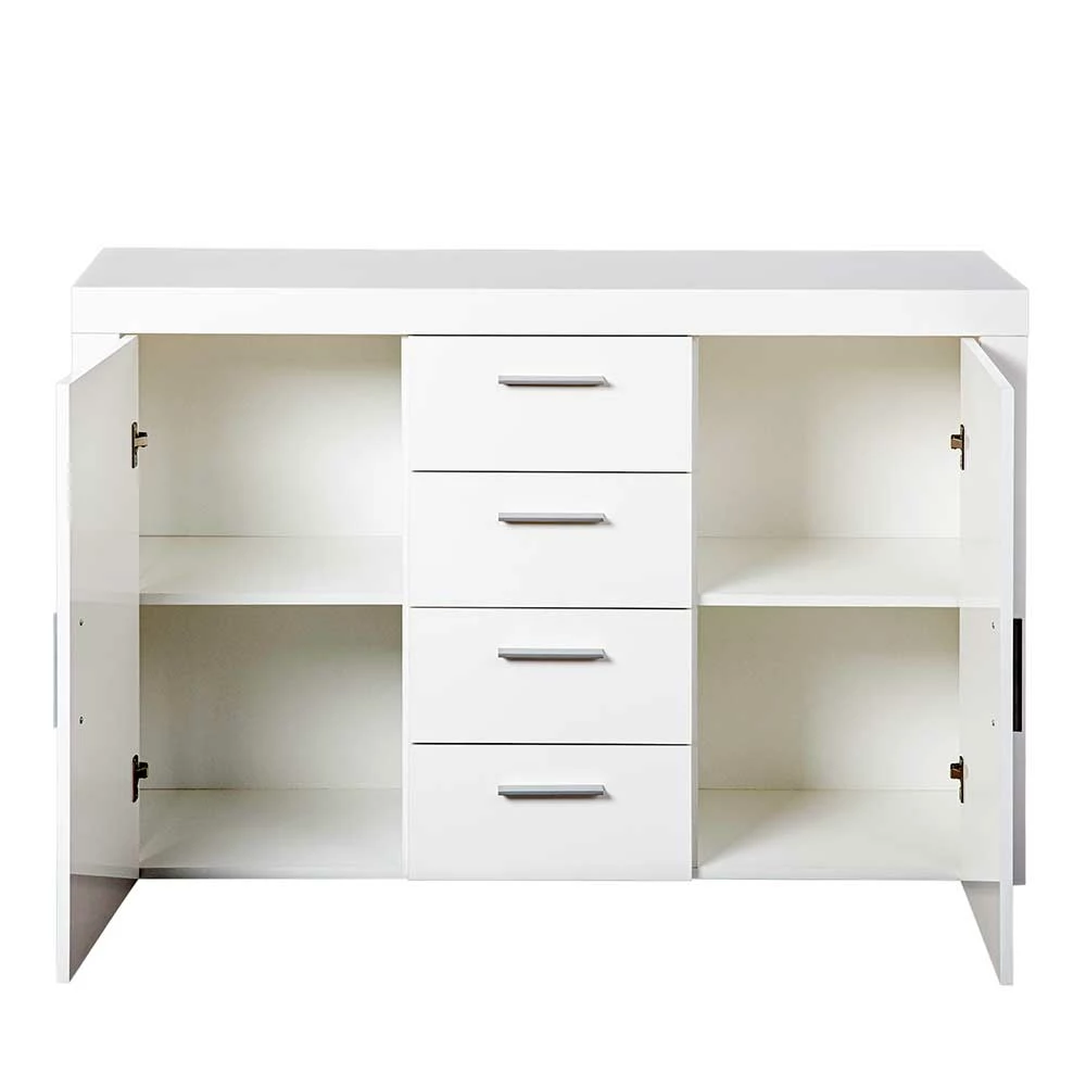 134x86x40 Hochglanz Kommode mit 2 Türen - Runicava 134x86x40 Hochglanz Kommode Mit 2 Türen - Runicava -Landuva Shop 134x86x40 hochglanz kommode mit 2 tueren und 4 schubladen in weiss runicava 03