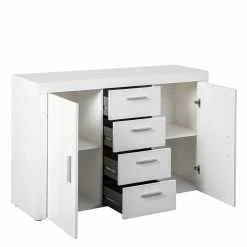 134x86x40 Hochglanz Kommode Mit 2 Türen - Runicava 7 134x86x40 Hochglanz Kommode Mit 2 Türen - Runicava -Landuva Shop 134x86x40 hochglanz kommode mit 2 tueren und 4 schubladen in weiss runicava 05