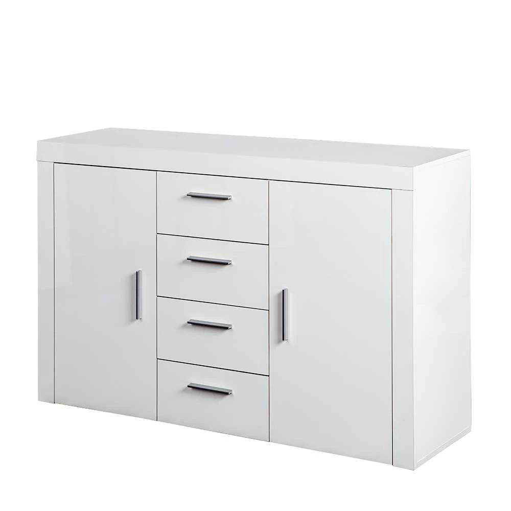 134x86x40 Hochglanz Kommode mit 2 Türen - Runicava 134x86x40 Hochglanz Kommode Mit 2 Türen - Runicava -Landuva Shop 134x86x40 hochglanz kommode mit 2 tueren und 4 schubladen in weiss runicava f