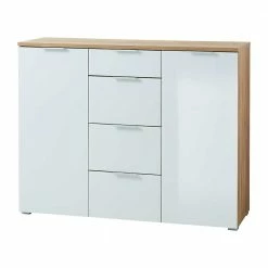 135x105x40 Kombikommode In Weiß & Eiche - Reestyl