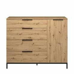 135x113x40 Hohe Kombi-Kommode In Asteiche Dekor - Vunsci -Landuva Shop 135x113x40 hohe kombi kommode in asteiche dekor mit griffen aus metall vunsci 02