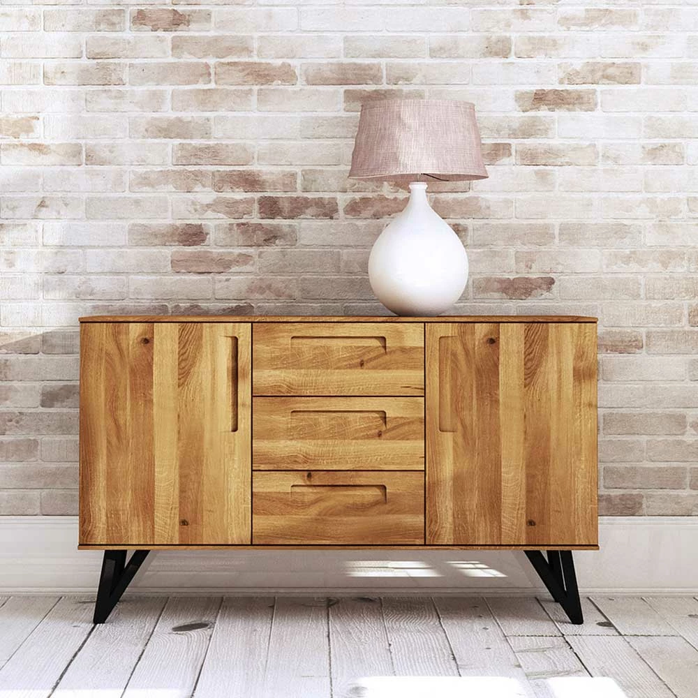 136x81x45 Massivholzkommode mit Stahlbeinen - Mandirov 136x81x45 Massivholzkommode Mit Stahlbeinen - Mandirov -Landuva Shop 136x81x45 massivholzkommode mit stahlbeinen in schwarz wildeiche natur mandirov 01