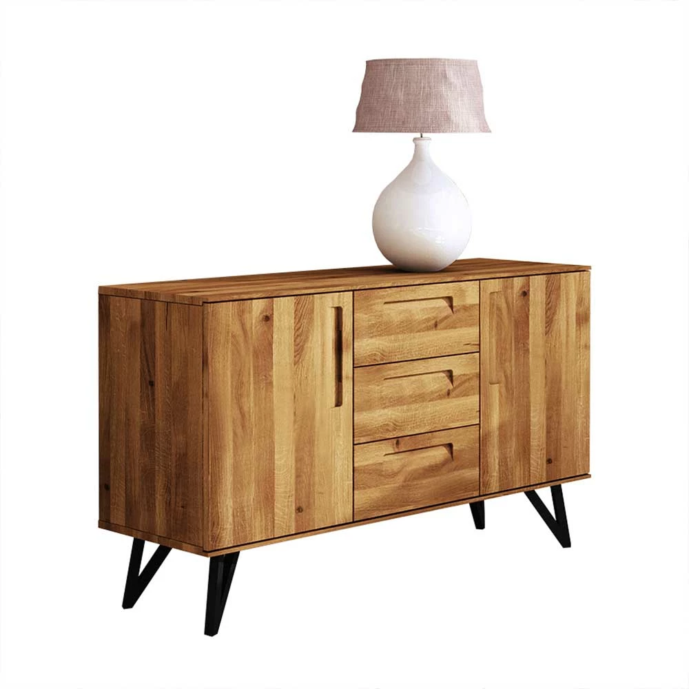 136x81x45 Massivholzkommode mit Stahlbeinen - Mandirov 136x81x45 Massivholzkommode Mit Stahlbeinen - Mandirov -Landuva Shop 136x81x45 massivholzkommode mit stahlbeinen in schwarz wildeiche natur mandirov f