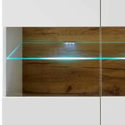 138x91x40 Kommode Mit Glas 3-türig - Myrda -Landuva Shop 138x91x40 kommode mit glas 3 tuerig in weiss dekor wildeiche myrda 05