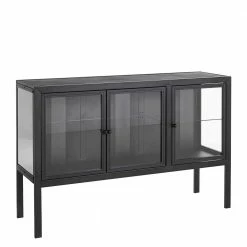 139x90x40 Türen-Kommode Vitrine Aus Glas & Metall - Ricona -Landuva Shop 139x90x40 tueren kommode vitrine aus glas metall in schwarz ricona 02