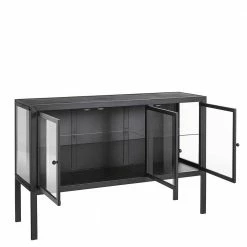 139x90x40 Türen-Kommode Vitrine Aus Glas & Metall - Ricona -Landuva Shop 139x90x40 tueren kommode vitrine aus glas metall in schwarz ricona 04