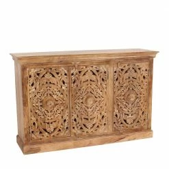 140x90x40 3-türige Kommode Mit Schnitzerei - Runiasa