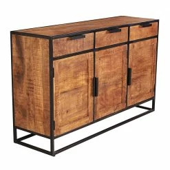 140x90x40 Rustikale Kommode Mit Bügelgestell - Evradon -Landuva Shop 140x90x40 rustikale kommode mit buegelgestell 3 tueren 3 schubladen evradon 02