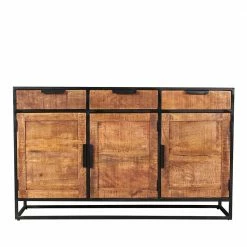 140x90x40 Rustikale Kommode Mit Bügelgestell - Evradon -Landuva Shop 140x90x40 rustikale kommode mit buegelgestell 3 tueren 3 schubladen evradon 03