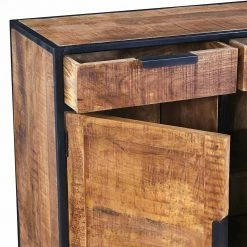 140x90x40 Rustikale Kommode Mit Bügelgestell - Evradon -Landuva Shop 140x90x40 rustikale kommode mit buegelgestell 3 tueren 3 schubladen evradon 05