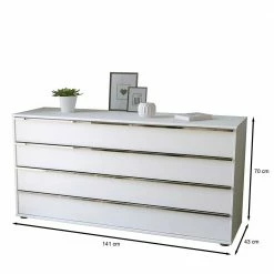 141 Cm Breite Kommode In Weiß & Chrom - Pepper -Landuva Shop 141 cm breite kommode in weiss chrom mit vier schubladen pepper 02