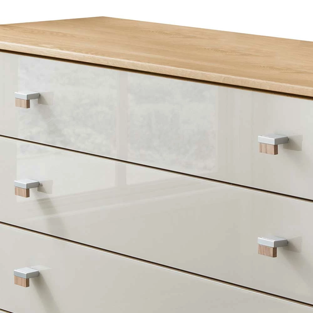 141cm breite Kommode mit Glas Front in Beige - Emdsiva I 141cm Breite Kommode Mit Glas Front In Beige - Emdsiva I -Landuva Shop 141cm breite kommode mit glas front in beige korpus eiche emdsiva i 02