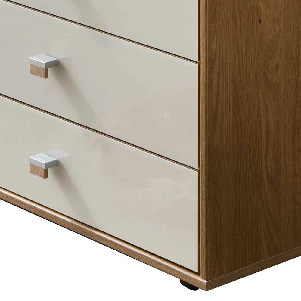 141cm breite Kommode mit Glas Front in Beige - Emdsiva I 141cm Breite Kommode Mit Glas Front In Beige - Emdsiva I -Landuva Shop 141cm breite kommode mit glas front in beige korpus eiche emdsiva i 03