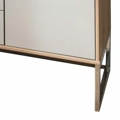 141x105x43 Sideboard In Beige Glas - Crascanu -Landuva Shop 141x105x43 sideboard in beige glas und eiche bianco dekor chrom crascanu 04
