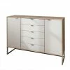 141x105x43 Sideboard In Beige Glas - Crascanu -Landuva Shop 141x105x43 sideboard in beige glas und eiche bianco dekor chrom crascanu f