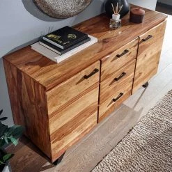 145x82x45 Massives Sideboard Aus Holz Sheesham - Placer 4 145x82x45 Massives Sideboard Aus Holz Sheesham - Placer -Landuva Shop 145x82x45 massives sideboard aus holz sheesham und metall buegelgestell placer 02