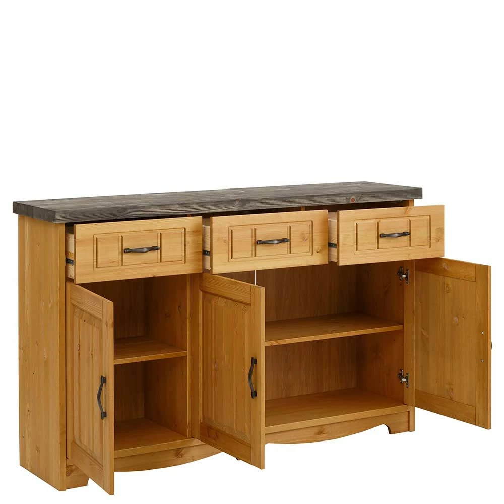 148x91x37 Landhaus Sideboard aus Massivholz - Ostanzia 148x91x37 Landhaus Sideboard Aus Massivholz - Ostanzia -Landuva Shop 148x91x37 landhaus sideboard aus massivholz in kiefer natur grau ostanzia 03