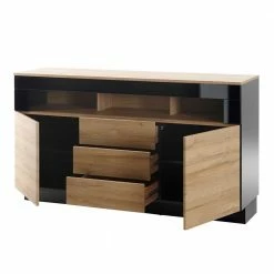 149x85x43 Wohnzimmer Kommode Zweifarbig - Fincaldon -Landuva Shop 149x85x43 wohnzimmer kommode zweifarbig in wildeiche schwarz hochglanz fincaldon 03