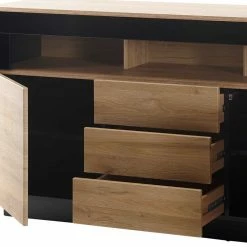 149x85x43 Wohnzimmer Kommode Zweifarbig - Fincaldon -Landuva Shop 149x85x43 wohnzimmer kommode zweifarbig in wildeiche schwarz hochglanz fincaldon 04