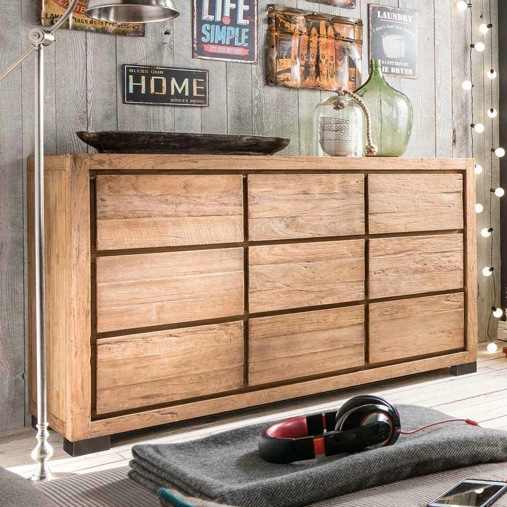 150 Cm Breites Schubladen Sideboard Aus Teak - Ciola 4 150 Cm Breites Schubladen Sideboard Aus Teak - Ciola – Bild 2